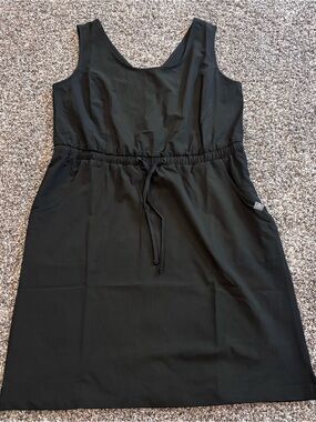 Ascend Classic Black Scoop Neck Drawstring Women’s Dress